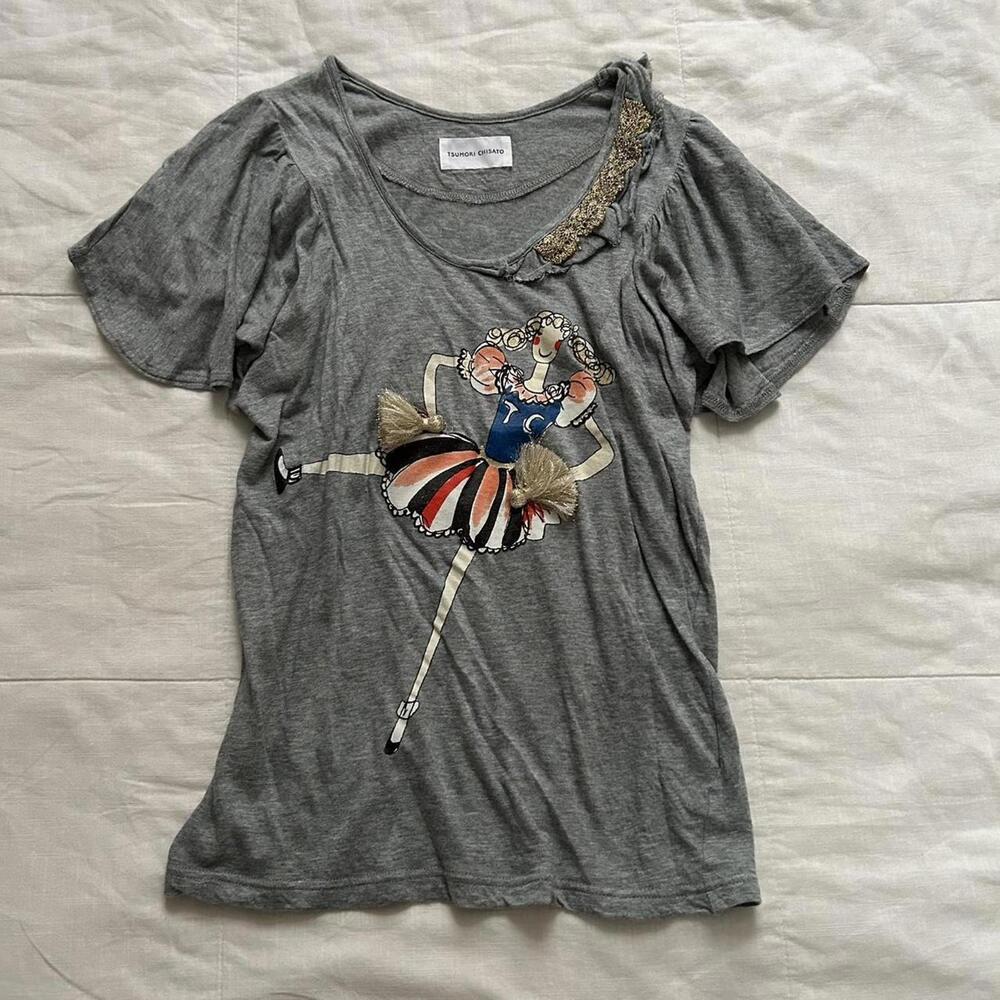 Tsumori Chisato grey top sequin details ballerina cheerleader design Size 2